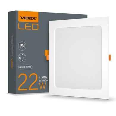 LED світильник VIDEX врізний квадрат 22W